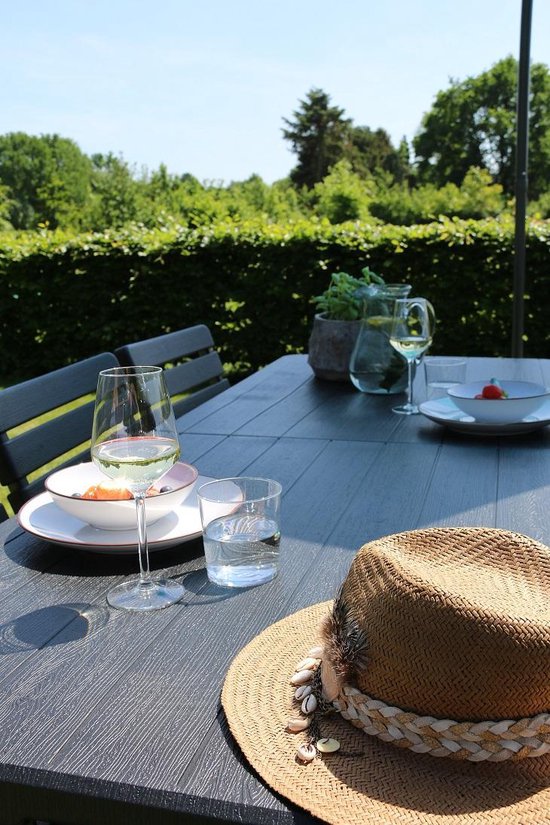 ERRO Table pliante - Table de camping - table pliante - table pliante - aspect bois - 180x74cm - noir