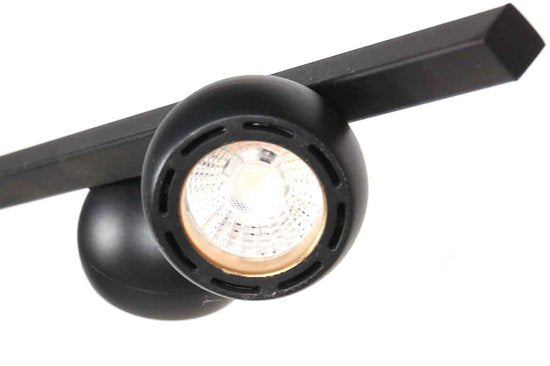 Suspension noire Marcadore, 120 cm de large, 6 lampes avec réflecteurs orientables, réglable en hauteur, de la marque Steinhauer, en plastique et métal, style rétro moderne, pour usage intérieur