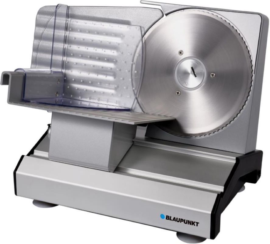 Coupe-tout Blaupunkt FMS601 - Argent - 200 W - Lame en acier inoxydable de 19 cm - Épaisseur de coupe de 0 à 20 mm - 2 positions - 38 x 25 x 28 cm