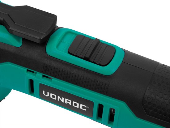 VONROC Battery Multitool 12V - avec lame de grattoir, lame de scie plongeante, tampon de ponçage et papier de verre - Batterie et câble usb-c inclus