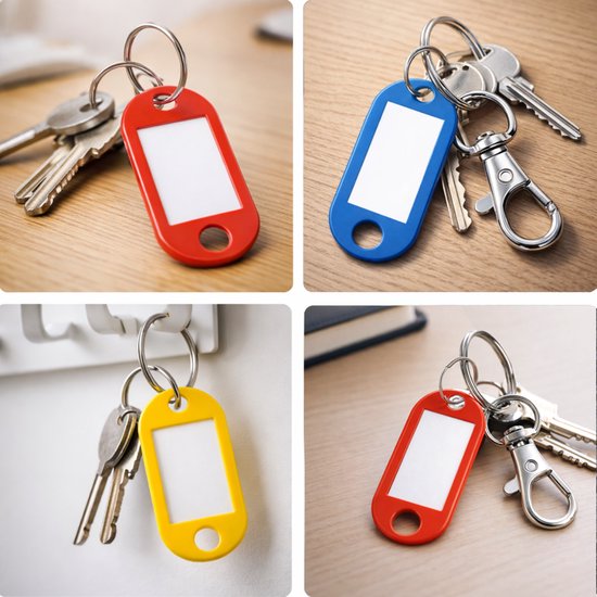 Vaive Étiquettes pour clés, lot de 30 – Porte-clés avec mousqueton, anneaux et étiquette nominative – Anneaux pour la gestion des clés – Anneau de 25 mm