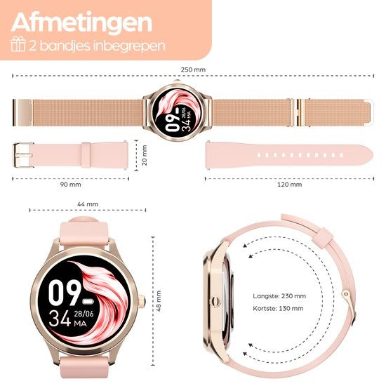 Actyve Smartwatch Femme Or Rose - Apple & Android - Ecran tactile complet