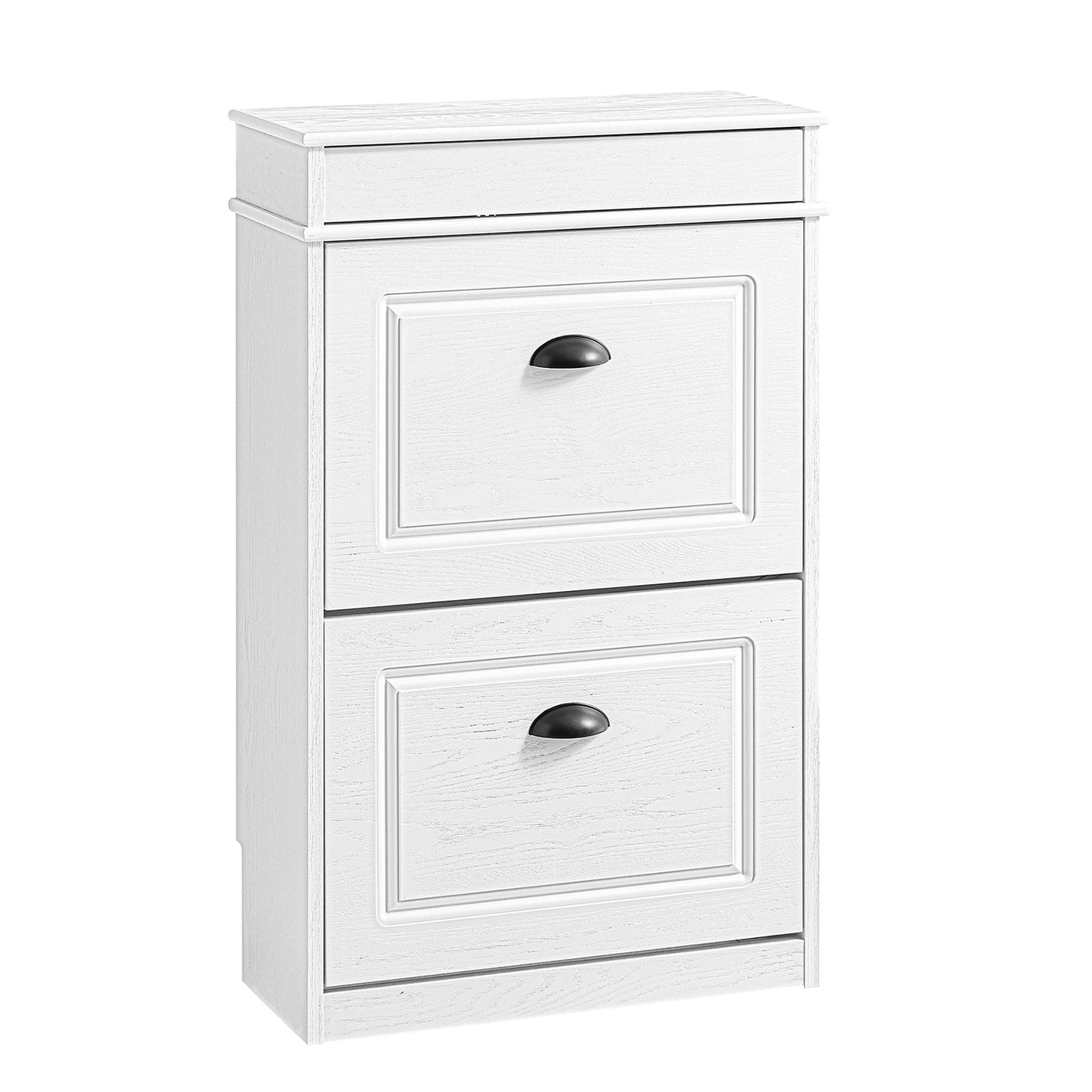 SoBuy FSR78-WG Meuble à chaussures avec 2 abattants, 8 paires, couloir et entrée, 54 x 24 x 82 cm, blanc avec effet bois vieilli