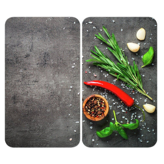 WENKO Rosemary – Lot de 2 protections pour plaque de cuisson – 30 x 52 cm – Verre de sécurité – Universel