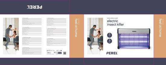 Perel Désinsectiseur, électrique, grille de tension 2800 V, bac de récupération amovible, 100 m², métal
