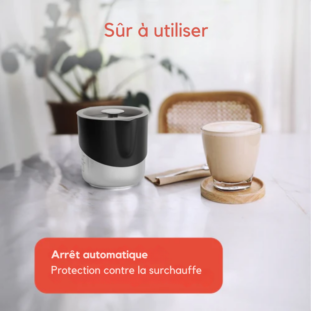 KitchenBrothers Mousseur à lait  électrique - 4 en 1 - 400 ML - Noir