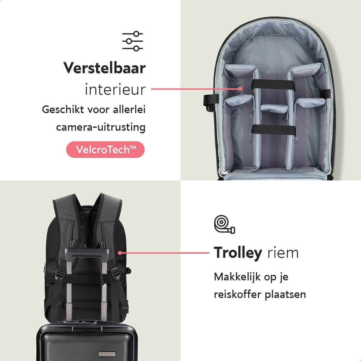 ONYX Sacoche pour appareil photo avec compartiment pour ordinateur portable - Sac à dos pour appareil photo SLR - Résistant aux éclaboussures - Drones - Sac de voyage rigide