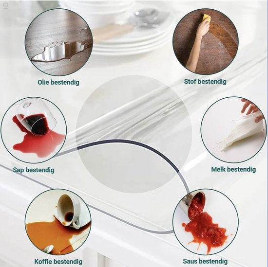 HOMEWELL Protecteur de table en verre transparent 90x200cm - Voile de table transparent - Nappe - Antidérapant et résistant à la chaleur - 2.2 mm