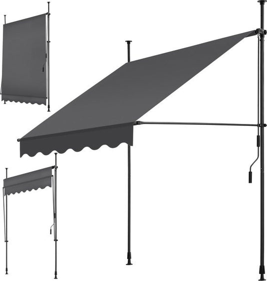 Store - Tectake - Store à pinces - Parasol réglable - 150 x 180 cm - Noir