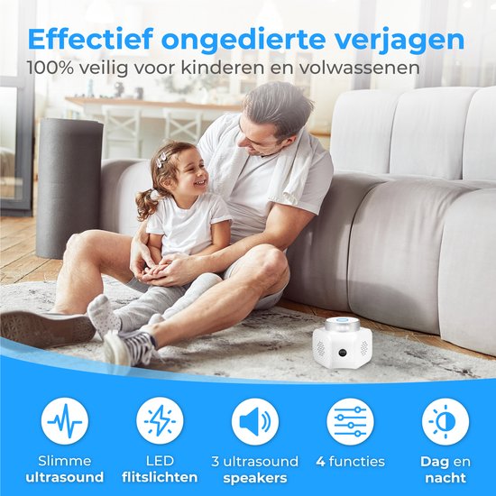 Nuvance - Répulsif à souris - Répulsif à ultrasons - Répulsif à rats - 360 degrés et 4 modes - Répulsif à ultrasons - Contrôle des souris - Blanc