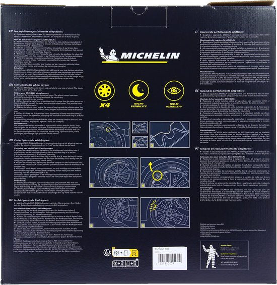 Enjoliveurs Michelin 14 pouces - noir/argent - lot de 4