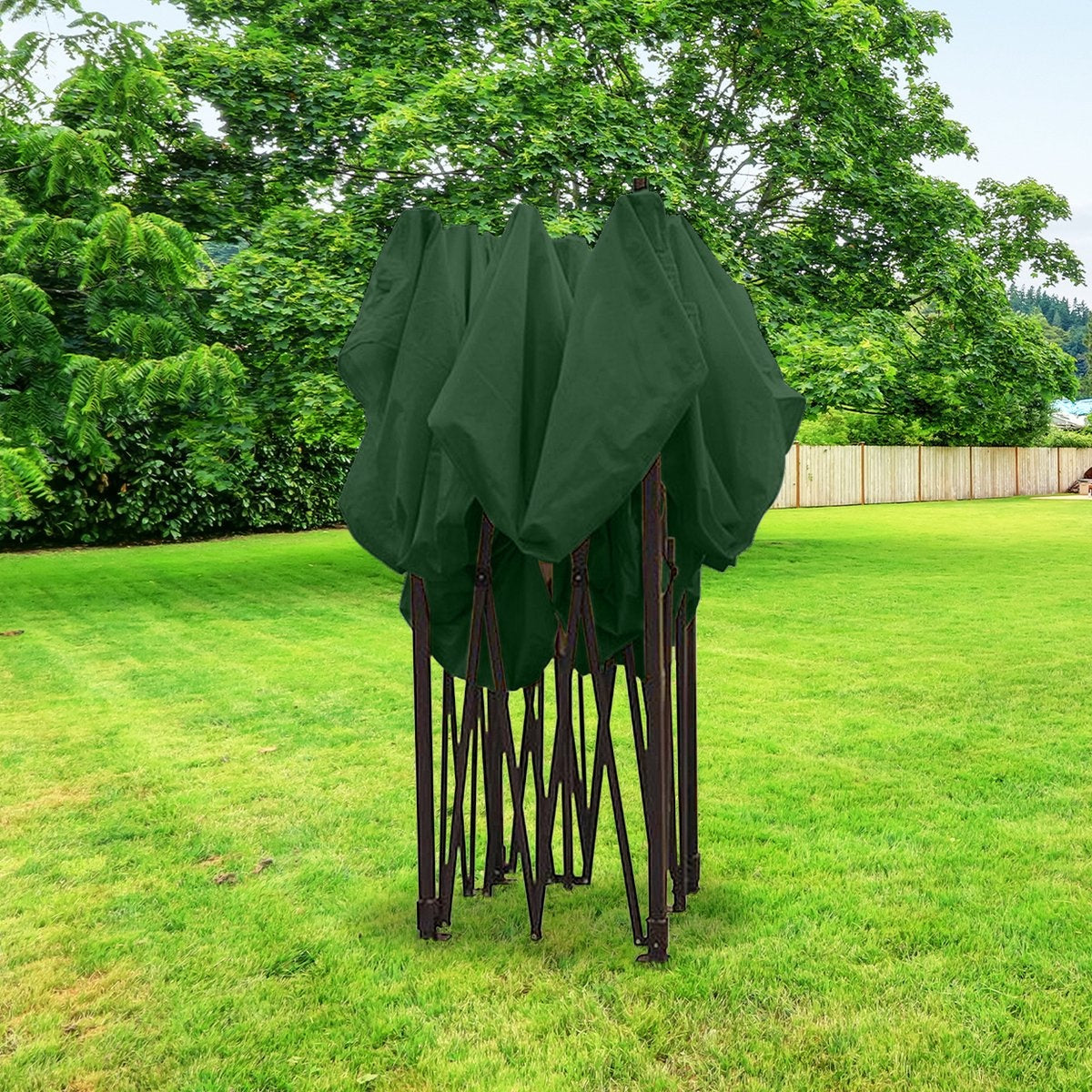 Chapiteau de jardin LifeGoods - 3x3 m - Pliable - Etanche - Sac de transport à roulettes - Vert foncé