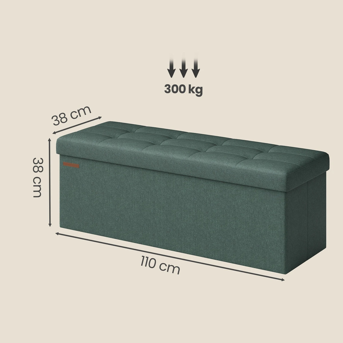 Joyfurnos Coffre de rangement avec assise - Pouf - 38 x 110 x 38 cm