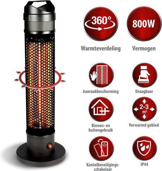 alpina Heater Chauffe-terrasse - Chauffage infrarouge - IP44 résistant aux éclaboussures - 800W