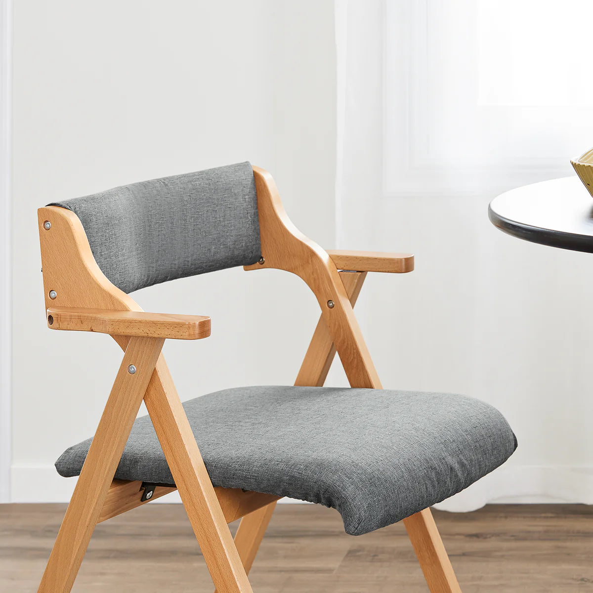 SoBuy FST98-HG Chaise de salle à manger pliable en bois avec coussin - Chaise pliable en hêtre massif - Gris