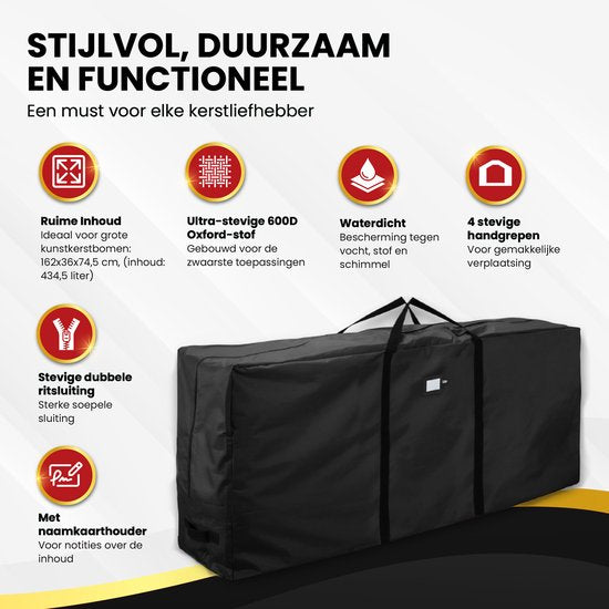 Sac de rangement pour sapin de Noël TTD® Noir - 434 L - Tissu Oxford 600D - Boîte de rangement