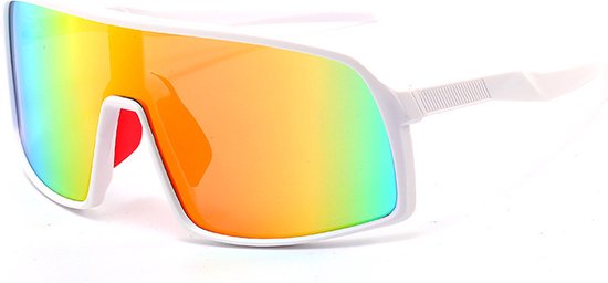 arpex® Lunettes de cyclisme - Lunettes de sport - Lunettes de soleil polaroïd - Lunettes de soleil - Vélo de route - Vélo de montagne - Moto - Monture blanche - Oculaire rouge