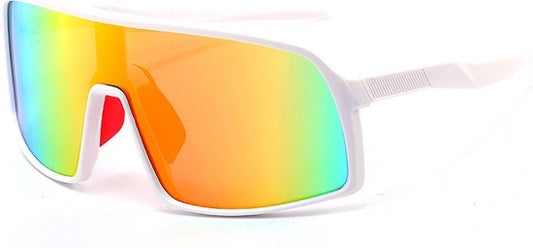 arpex® Lunettes de cyclisme - Lunettes de sport - Lunettes de soleil polaroïd - Lunettes de soleil - Vélo de route - Vélo de montagne - Moto - Monture blanche - Oculaire rouge
