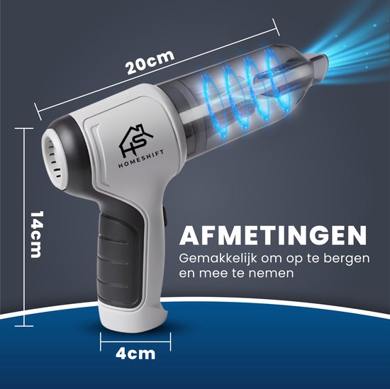 HomeShift® Aspirateur de voiture sans fil V2 - Aspirateur à miettes - Aspirateur à main - Petit aspirateur - Aspirateur sans fil - Air Duster - Wet & Dry - Gris