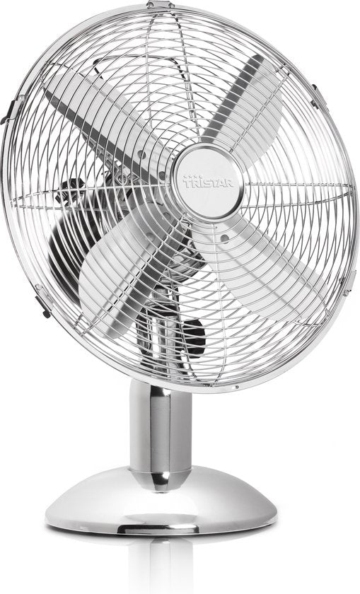 Ventilateur de table Tristar VE-5953 chromé - Diamètre 30 cm - Trois vitesses