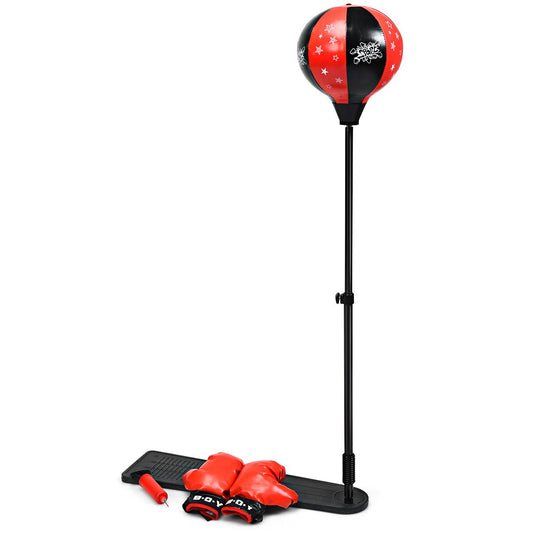 Ballon de boxe Coast Standing pour enfants - Hauteur réglable 85-130 cm | Noir/Rouge | Base 66 x 18,5 cm