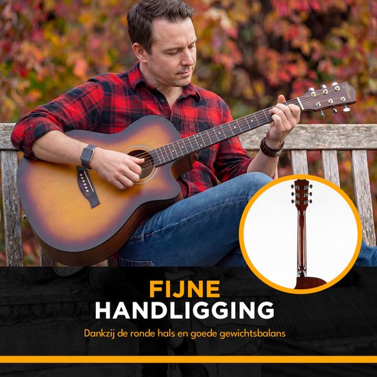 Finesse Acoustic Guitar - with Video Course - 4/4 40" - Western Guitar - Guitare Enfant et Adulte - Sunburst