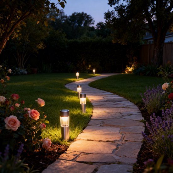 Éclairage de jardin Grundig - Lot de 6 lampes solaires - Lanterne solaire - Spot à piquer pour éclairage de jardin à énergie solaire LED
