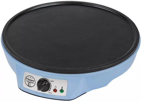 Appareil à crêpes Bestron - ASW602B - 1 000 W - Crêpière - 30 cm - Bleu - Avec pile en bois et spatule - Garantie 5 ans