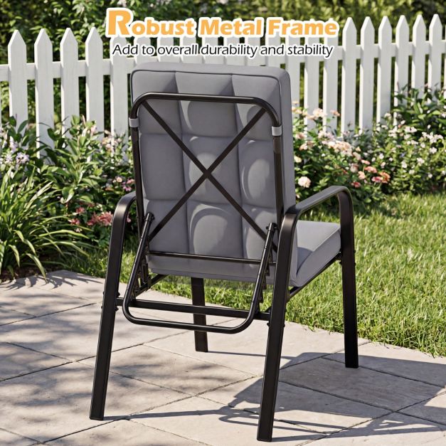 Coast Terrace Chairs Set of 2 - Adjustable - Cushions - Metal - Grey/Black