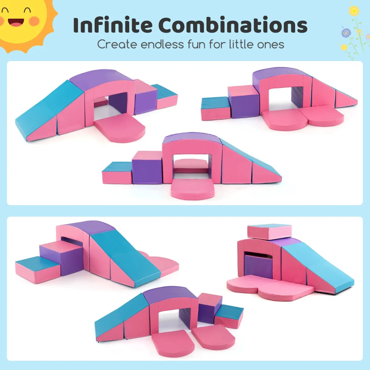Coast Foam Blocks for Kids - 6 pièces - Purple/Pink