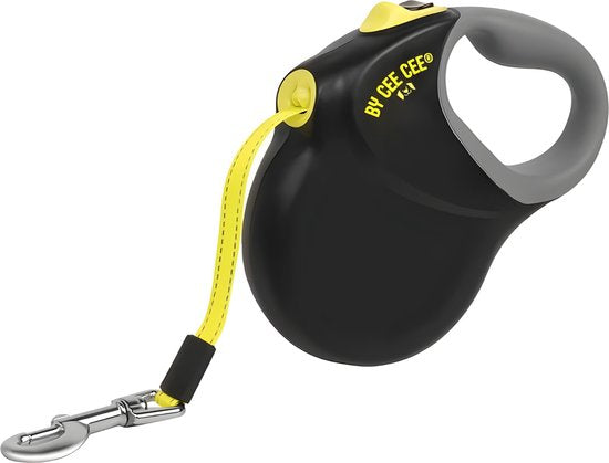 Laisse pour chien By Cee Cee 8 mètres - Laisse pour chien jusqu'à 50 kg - Noir - Laisse réfléchissante - Matériau robuste - Enroulement et déroulement en douceur