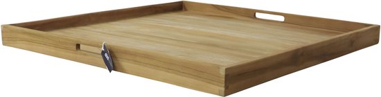 Plateau AXI Bayu en teck – 60 x 60 x 5 cm – Plateau carré – Teck – Pour verres et décoration de table – Pour l'intérieur et l'extérieur