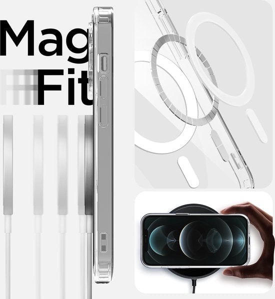 Podec Magsafe Case Suitable for iPhone 12 Pro Max - With 3x Screen Protector + 3x Camera Protector - Magnetic with Ring Transparent - Phone Case Transparent Case