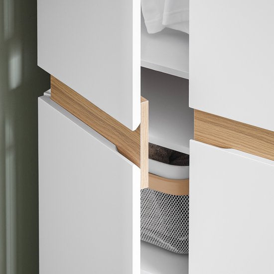 SoBuy KSB01-W Armoire, pour adultes, chambre à coucher, armoire, pour chambre à coucher, salon, couloir, 1 armoire, 2 portes, 5 compartiments