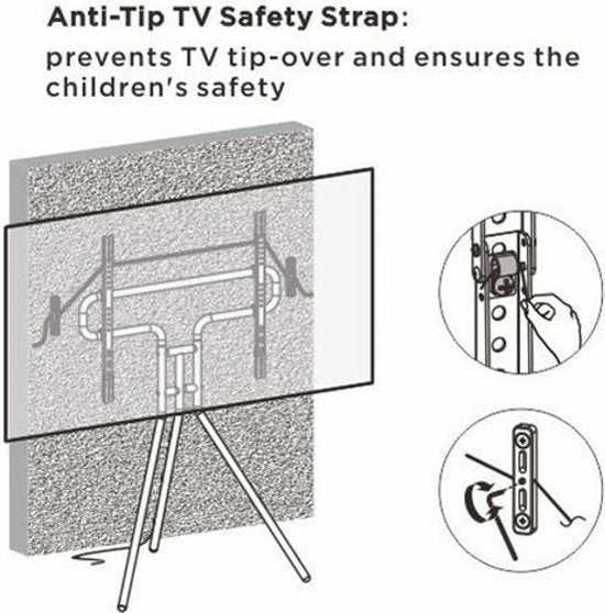 Support trépied TV chevalet de peintre, 134 cm de haut