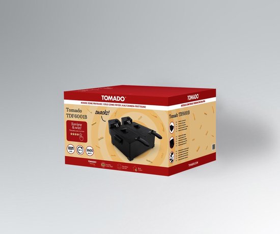Tomado TDF6001B - Friteuse double - 2 x 3 litres - zone froide - noir