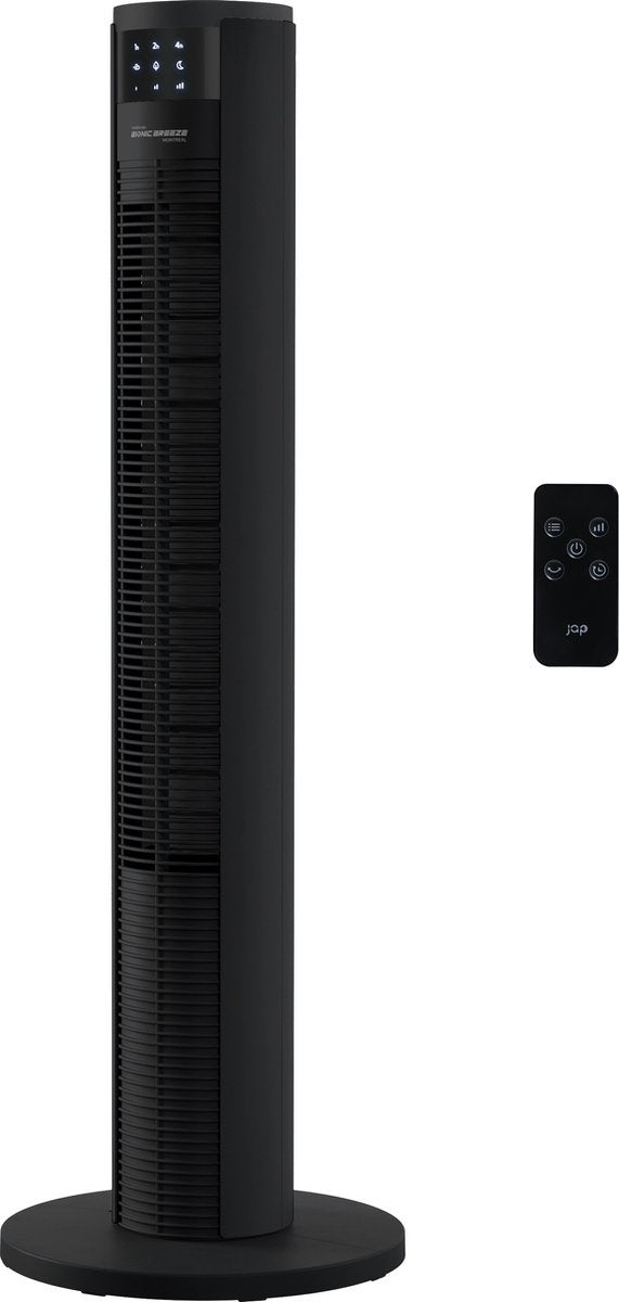Ventilateur sur pied - JAP Appliances - silencieux (46dB) - avec télécommande - 6 niveaux - Noir mat