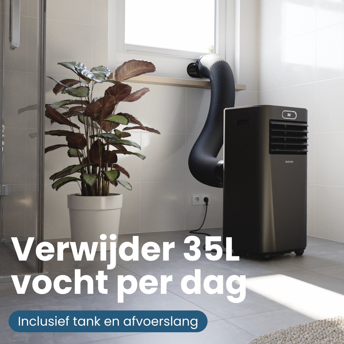 Climatiseur portable Auronic blanc - 7 000 BTU - Jusqu'à 20 m² - 3-en-1 - Avec kits de calfeutrage pour fenêtres