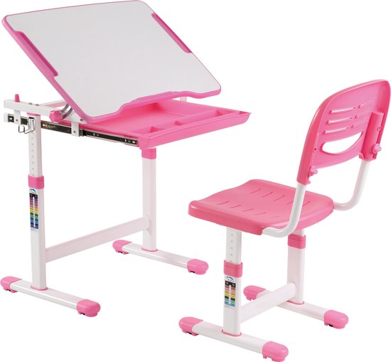 Table de dessin pour enfants avec chaise de bureau - table d'écolier - ergonomique réglable en hauteur