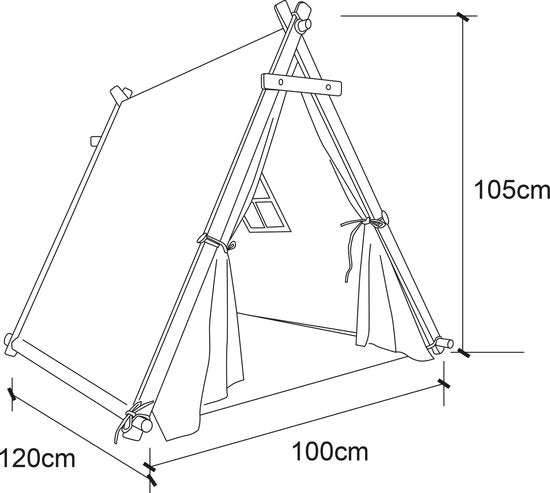 Sunny Sienna Tente de jeu avec drapeaux et tapis de sol crème - Tente Tipi Wigwam pour enfants avec pendule et sac de rangement - Arceaux en bois FSC - 120x100x105cm