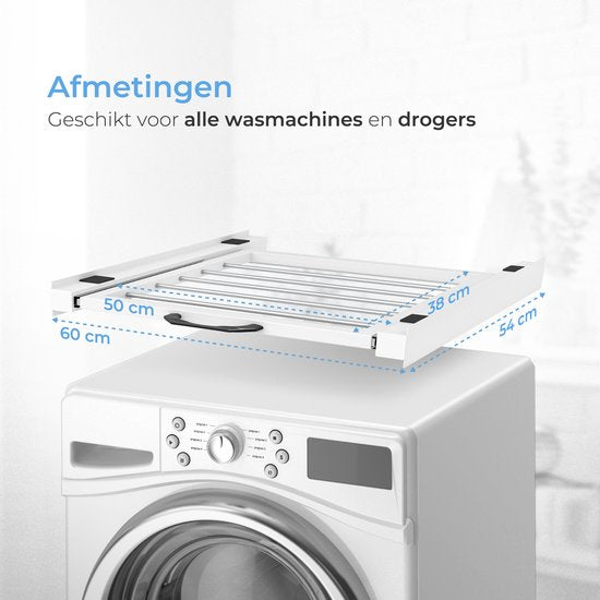 Skoov Spacer for Washer & Dryer - Stacking kit - With extendable shelf - Universal - Dryer - Furniture - incl. vibration amortisseurs and tension strap