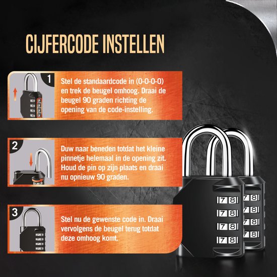 Cadenas VAIVE avec code numérique - Serrure à chiffres - Serrure - Cadenas - Pour l'intérieur et l'extérieur