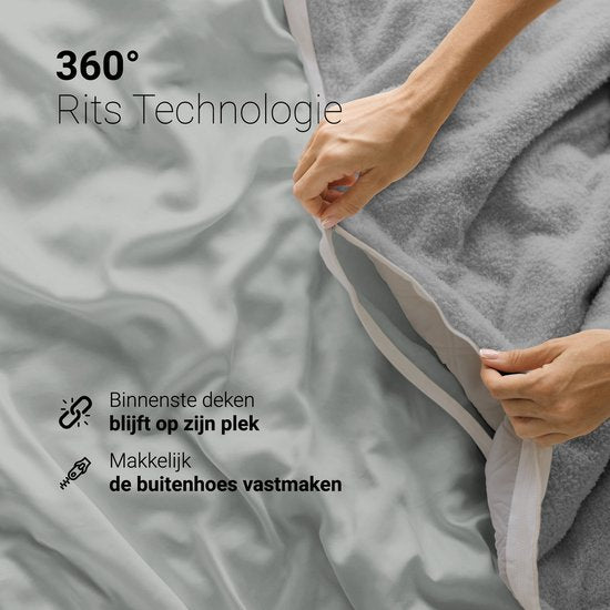 Couverture lestée CozySense® 11 kg - 2 personnes - Couverture lestée - Couverture lestée avec répartition de la pression GLASS-Flow® - Housse lavable incluse - 200 x 200 cm - Gris