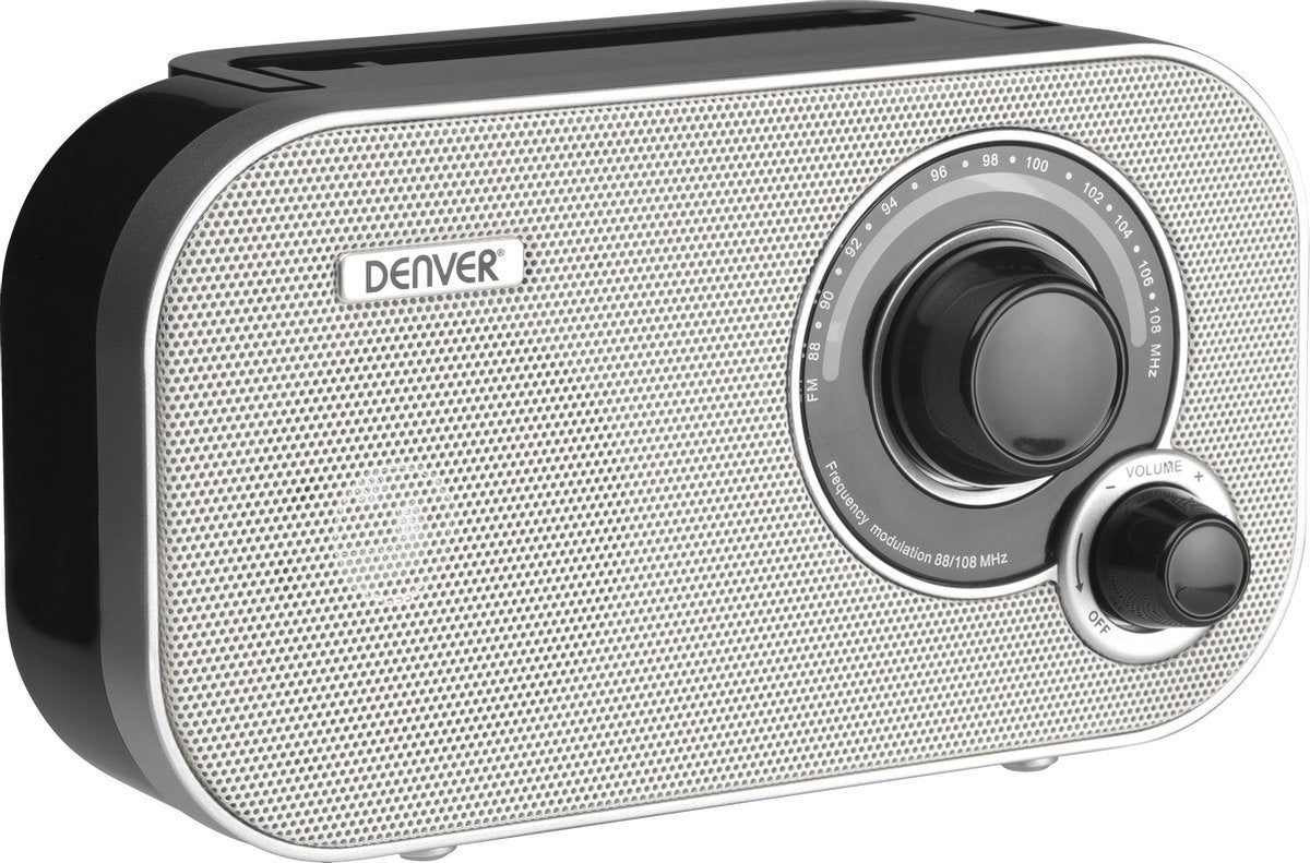Denver FM Radio Retro - Fonctionne sur batterie ou sur secteur - Radio de cuisine - Radio portable - TR51 - Blanc