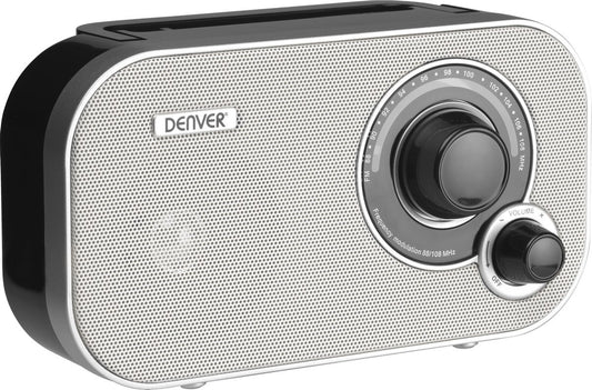 Denver FM Radio Retro - Fonctionne sur batterie ou sur secteur - Radio de cuisine - Radio portable - TR51 - Blanc