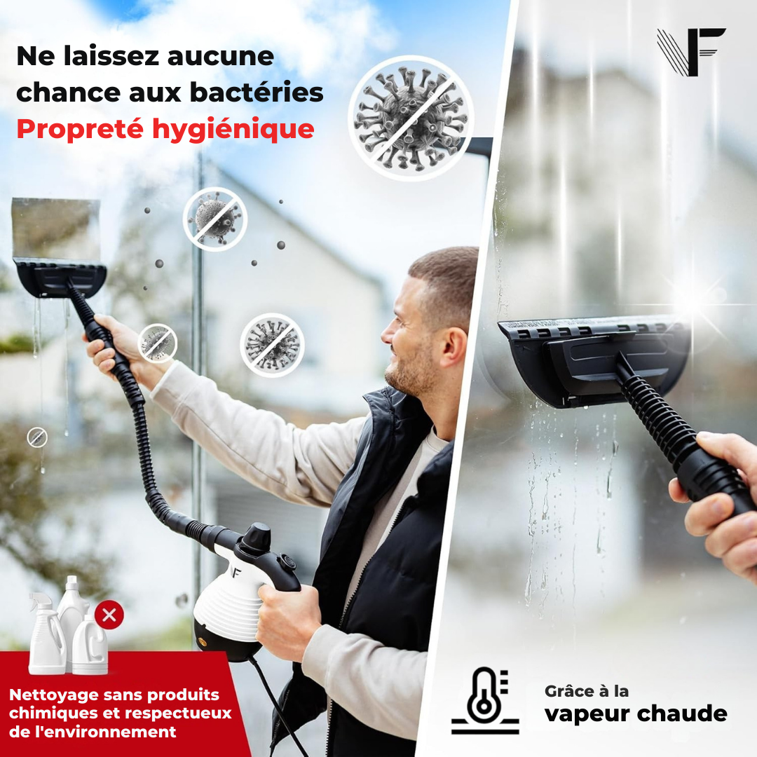 Nettoyeur vapeur à main – Réglage de la vapeur – Comprend 10 accessoires – Réservoir de 350 ml – Blanc