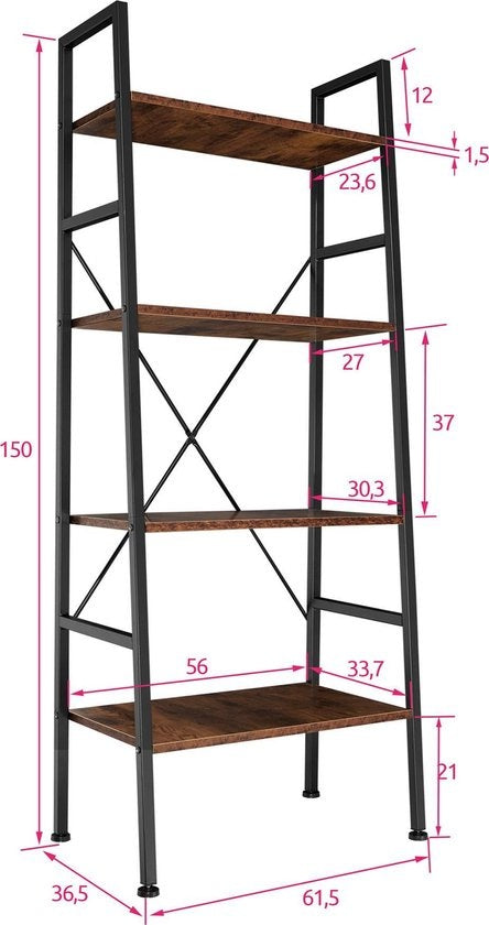 tectake - Armoire murale Liverpool - industriel brun foncé - 61,5 x 36,5 x 150 cm - 404148