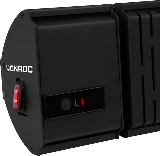 VONROC Chauffage d'ambiance de terrasse - Volsini PRO - 2000W - Avec niveaux de chaleur réglables, minuterie, écran LCD et télécommande