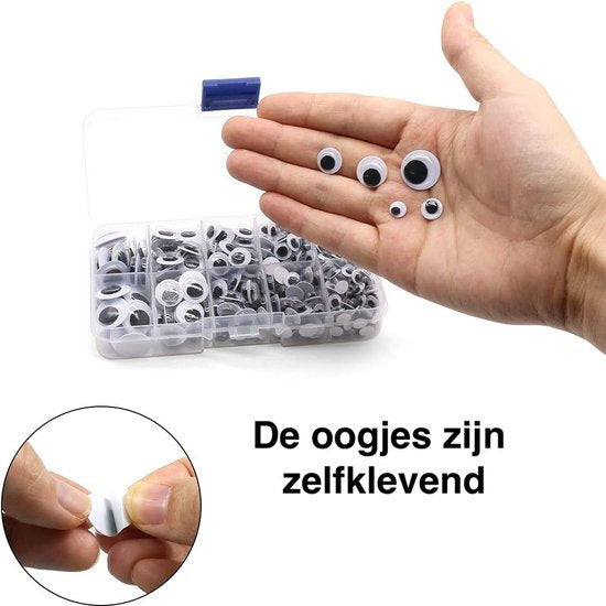Yeux mobiles Faas - 750 pièces - Yeux autocollants pour loisirs créatifs - Bricolage pour enfants - Différentes tailles