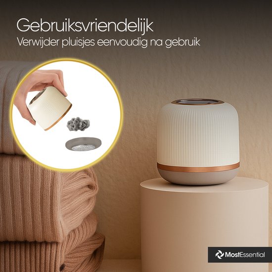 MostEssential Premium Electric Lint Remover LR06 - Tondeuse à charpie - Fonction de charge rapide USB-C - Sans fil - Édition classique